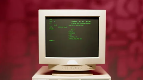 Retro pc with loading code console, prog... | Stock Video | Pond5