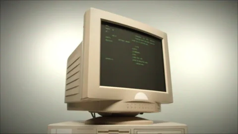 Retro pc with loading code console, prog... | Stock Video | Pond5