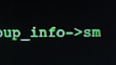Retro pc with loading code console, programmer making scripts, green basic Stock Footage 272623748