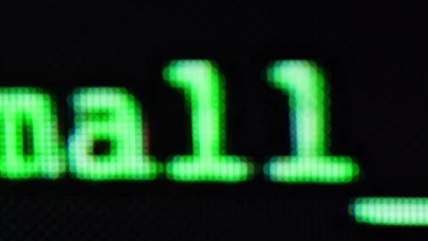 Retro pc with loading code console, programmer making scripts, green basic Stock Footage 275185518