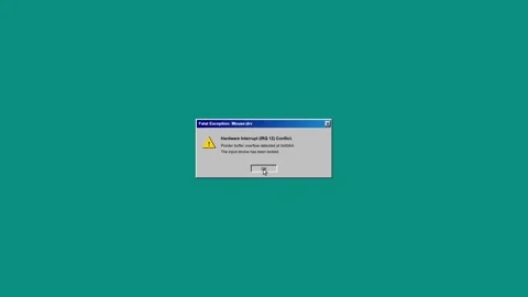 Retro Pc Mouse Driver Fatal Exception Error Message Appearing on a Green De.. Stock Footage 347349405