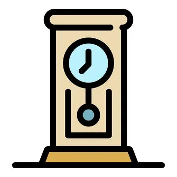 Retro pendulum clock icon color outline vector 스톡 일러스트