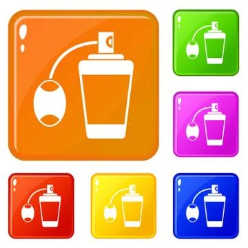 Retro perfume icons set vector color Stockillustratie