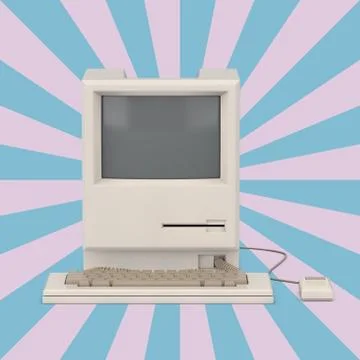 Retro Personal Computer. 3d Rendering 스톡 일러스트