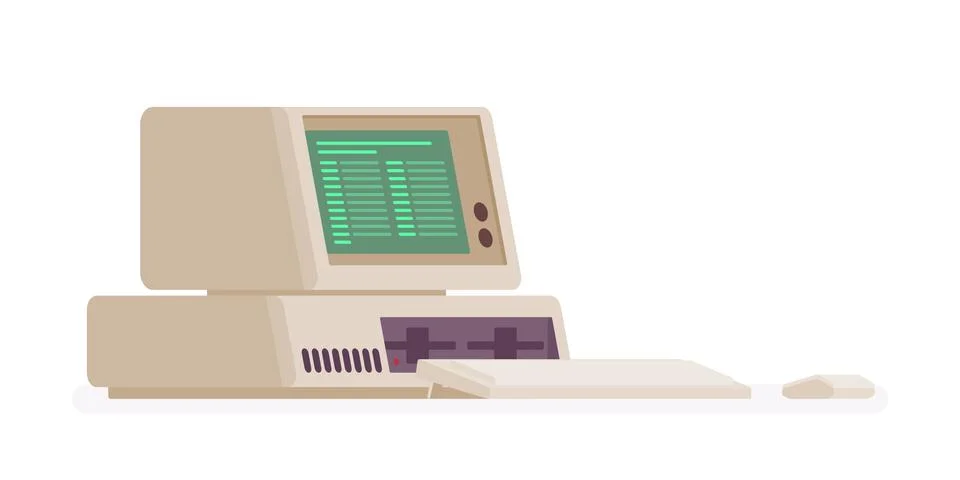 Retro personal computer, old model Stock Illustration