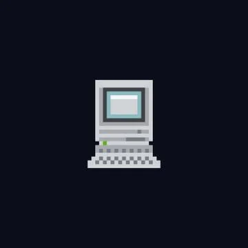 Retro personal computer with opetating system window on the screen, computer Stock Illustration