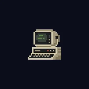 Retro personal computer with terminal console commands on the screen, computer Illustrazione stock