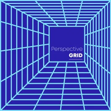 Retro perspective grid background, minimal vector design template Stock Illustration