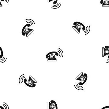 Retro phone pattern seamless black 스톡 일러스트