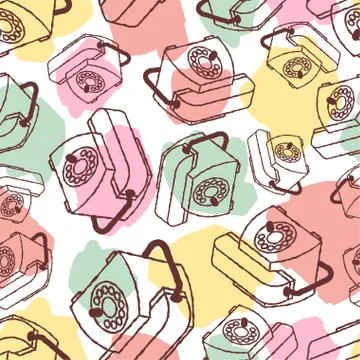 Retro phone pattern seamless. telephone with receiver background texture Stock-Illustration