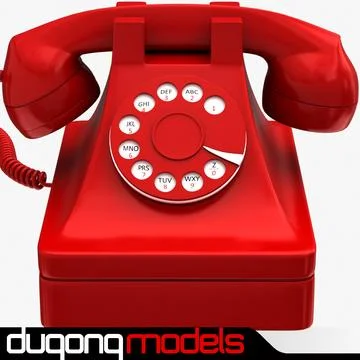 Retro Phone Red 3D Model