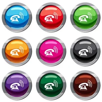 Retro phone set 9 collection 库存插图