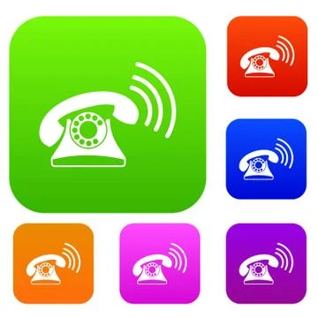 Retro phone set collection 스톡 일러스트