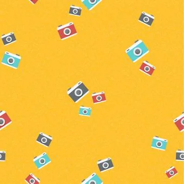 Retro photo camera background pattern art Illustrazione stock