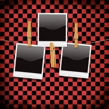 Retro Photo over Checkered Background Ilustração Stock