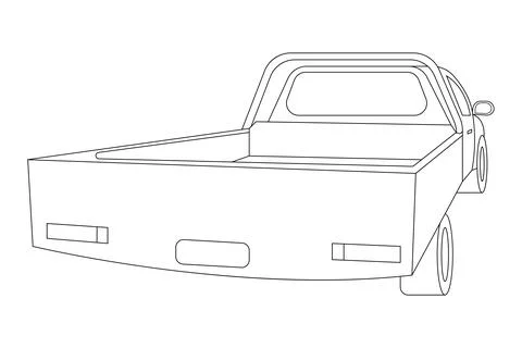 Retro pickup back view sketch vector illustration. Stock Illustration