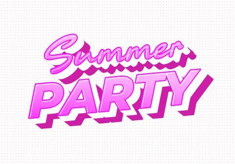 Retro pink 3d text reading summer party on dotted white background, layered.. Stock Illustration
