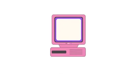 Retro Pink Desktop Computer Animation with Blank Screen Vídeos de archivo 346618668