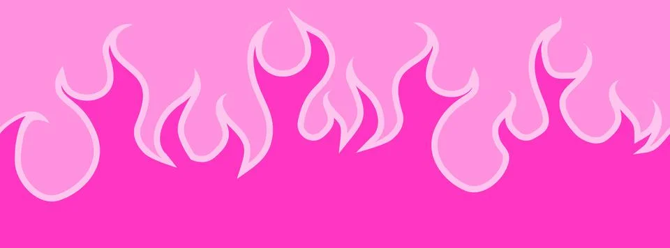 Retro pink fire seamless pattern with goth valentine hearts Stock Illustration