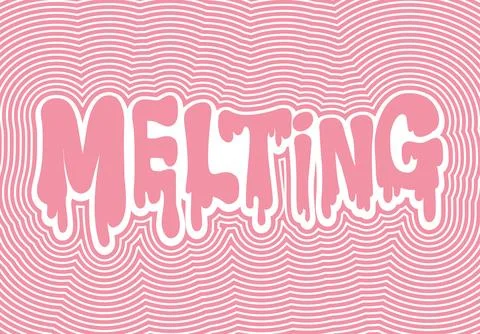 Retro Pink Melting Text on Concentric Wavy Pattern Background 스톡 일러스트