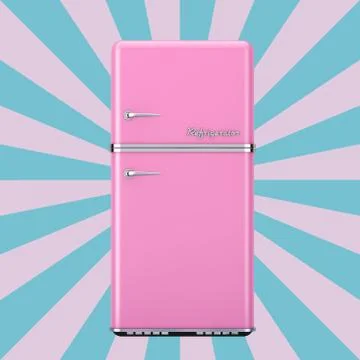 Retro Pink Refrigerator. 3d Rendering Stock Illustration