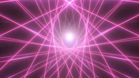 Retro Pink Synthwave Laser Beam Light Tunnel with Neon Glow Lines Stock Footage 136735829