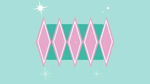 Retro Pink &amp; Teal Diamond Pattern - Seamless Animated Wallpaper Loop Stock Footage 319504627