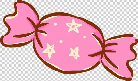 Retro Pink Wrapped Candy with Star pattern Hand drawn Illustration Illustrazione stock