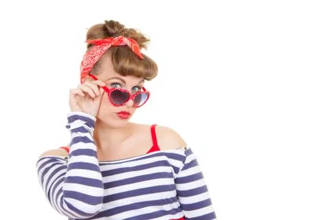 Retro pinup with sunglasses Stock Photos