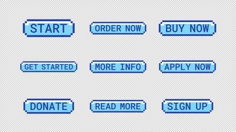 Retro pixel action buttons animation set Stock Footage 334776044