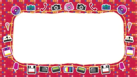 Retro Pixel Arcade Doodle Border Frame Loop with Copy Space Stock Footage 346569146