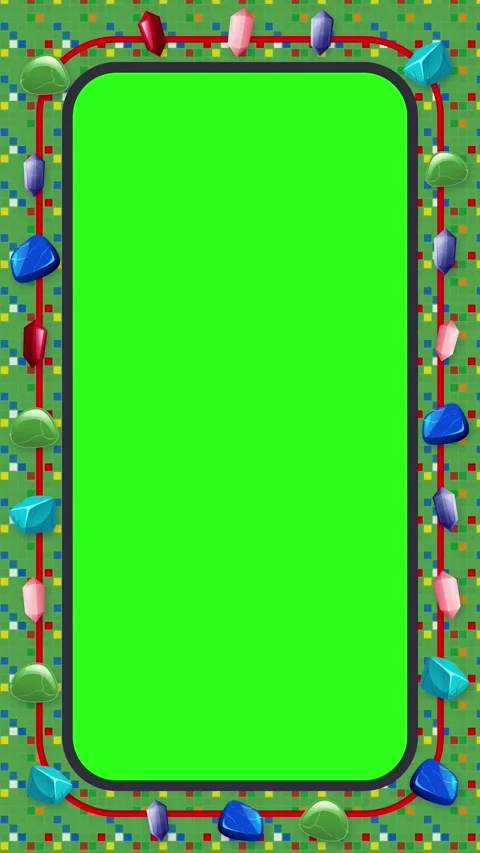 Retro Pixel Arcade Vertical Frame Overlay Loop with Green Screen Stock Footage 348190145
