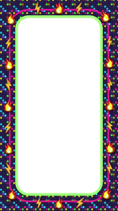 Retro Pixel Arcade Vertical Video Frame Loop With Flame and Lightning 動画素材 346271266