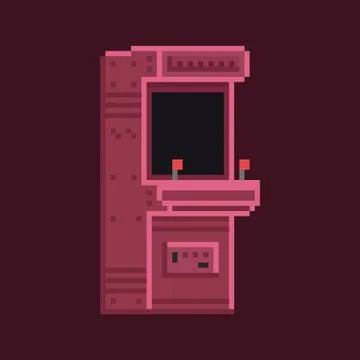 Retro pixel art 8 bit arcade cabinet machine vector Illustrazione stock