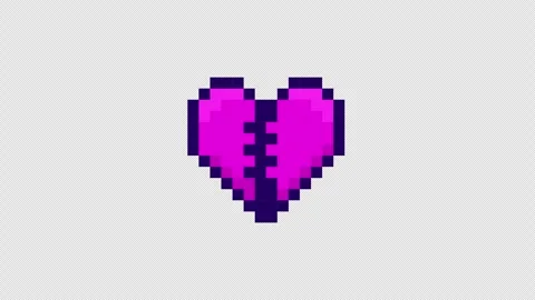 Retro pixel art broken heart gaming reaction 2D animation Video stock 338006077