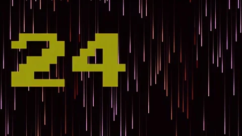 Retro Pixel Art Countdown Timer with Falling Lines, Digital Display Stock Footage 341299091