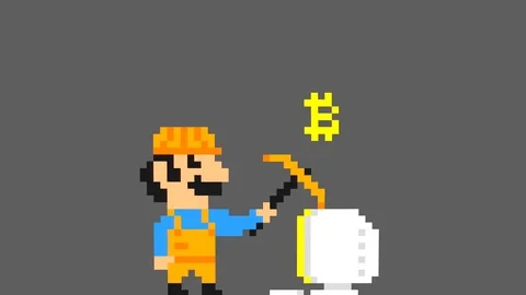 Retro Pixel Art Game Bitcoin Mining Character Loop Animation. Blockchain 스톡 동영상 83769620
