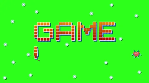 Retro Pixel Art Game Over Text Animation on Green Screen Stock Footage 334909651
