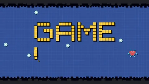 Retro Pixel Art Game Over Screen with Animated Alien Characters Stock Footage 335909191
