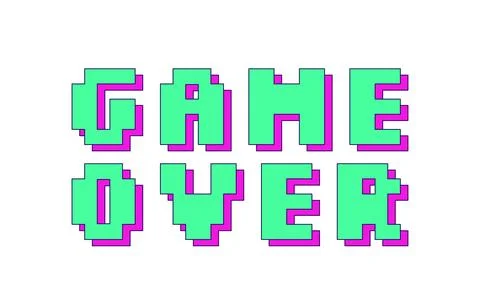 Retro pixel art game over esports reaction illustration Stock Illustration