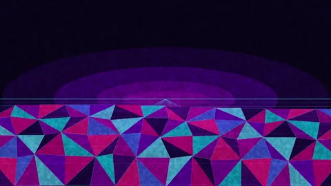 Retro pixel art landscape animation with purple polygon terrain and synthwave Stock Footage 346740443