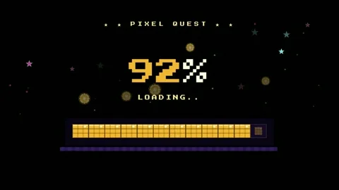 Retro Pixel Art Loading Screen with Percentage Counter and Progress Bar on Stock Footage 346217254