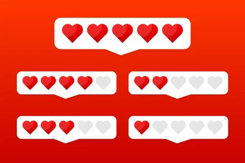 Retro pixel art pattern with heart lives for computer game design. Flat vector Stock Illustration