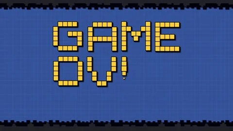 Retro Pixel Art Spaceship Shooting Game Over Text Animation Stock Footage 335344138