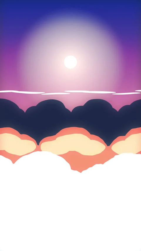 Retro pixel art sunset loop animation with mountains and clouds Stock Footage 346553337