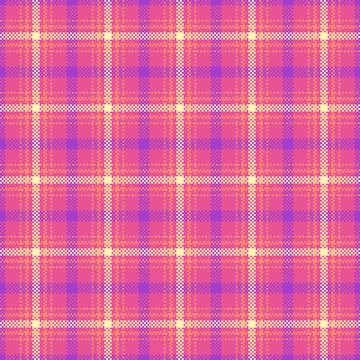 Retro pixel art tartan pattern in vibrant pink, purple, and yellow. A nosta.. 스톡 일러스트