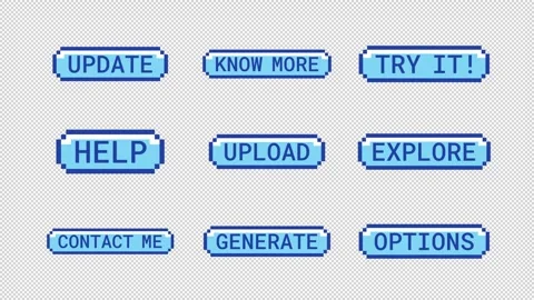 Retro pixel buttons animation set Stock Footage 334775996