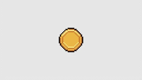 Retro pixel coin hover animation with shimmer 動画素材 332709491