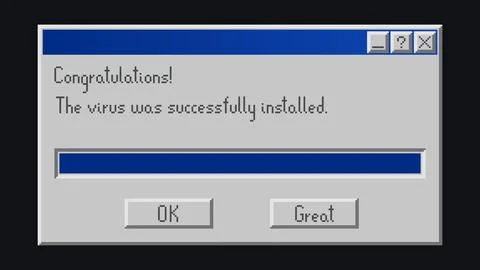 Retro pixel computer virus alert dialog window Stock Illustration