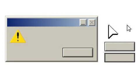 Retro pixel computer warning window interface Stock Illustration